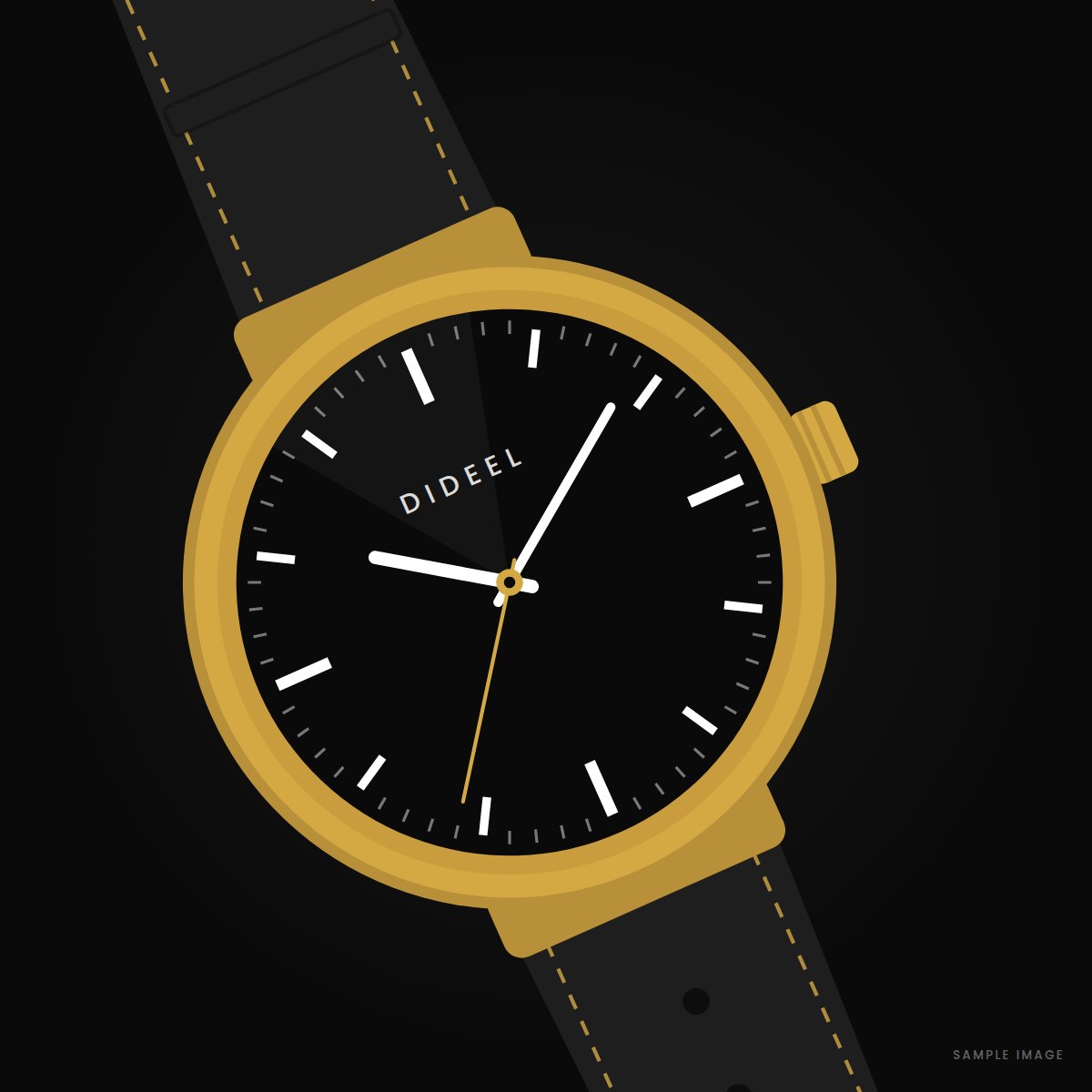 Dideel Select Noir — Gold dial detail — sample image